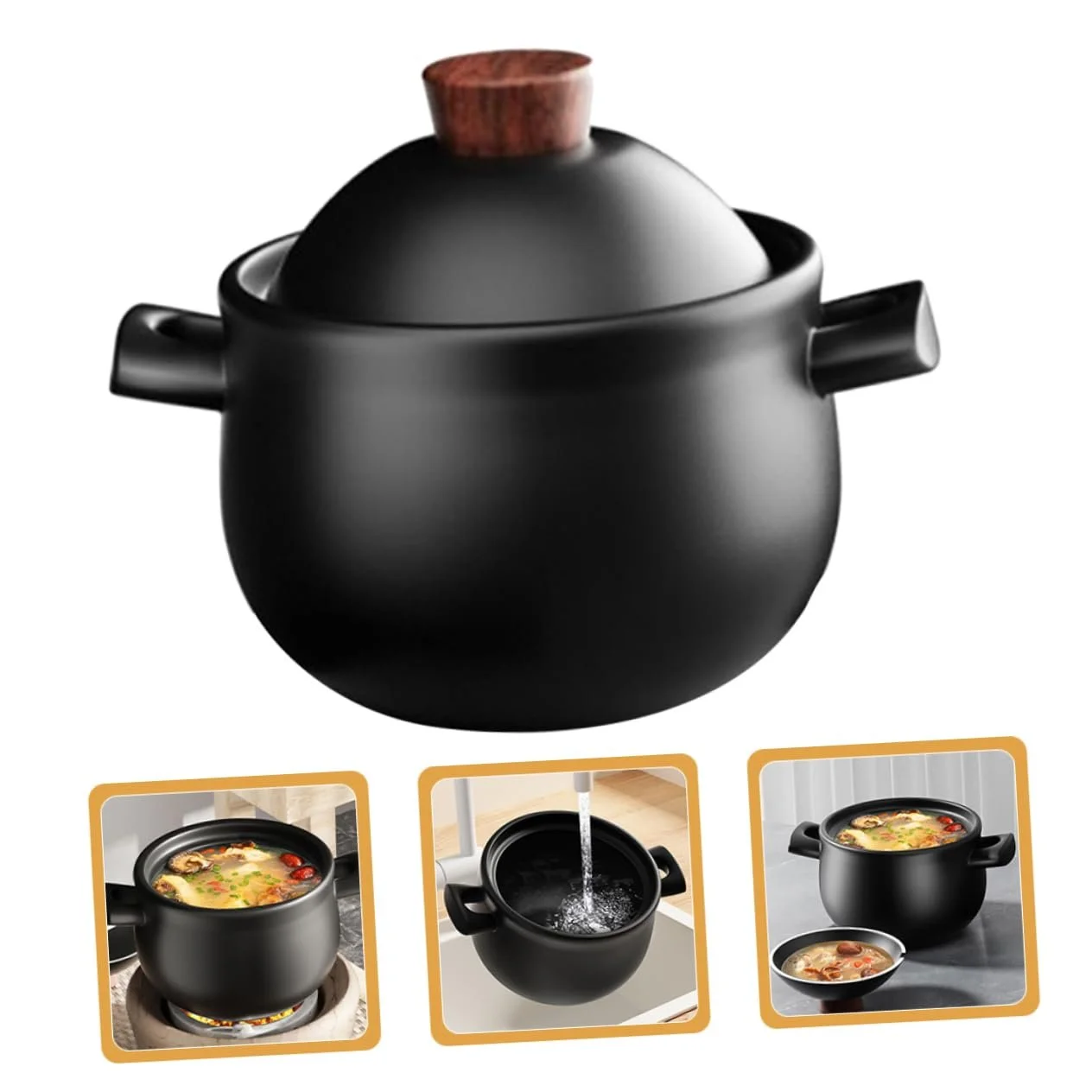 Кастрюля для тушения BESTYASH Керамическая 1,8 л с антипригарным покрытием и крышкой, фото №5