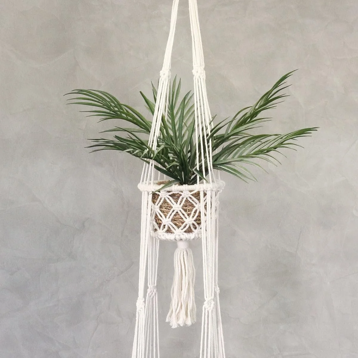 Підвісний кошик Oriental Galerie Макраме Бохо Подвійний 125 см Білий, фото №7