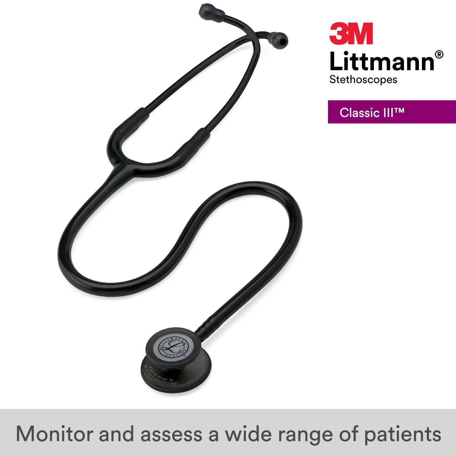 Стетоскоп 3M Littmann Classic III 69 см Чорний, фото №3