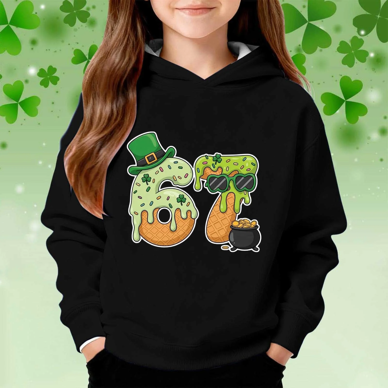 Толстовка St Patrick's Day для дівчинки, флісова, з принтом, фото №3