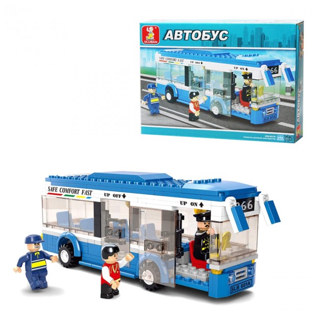 Конструктор SLUBAN M38-B0330 голубой автобус 235 деталей, фото №1 Конструктор SLUBAN M38-B0330 голубой автобус 235 деталей, фото №1
