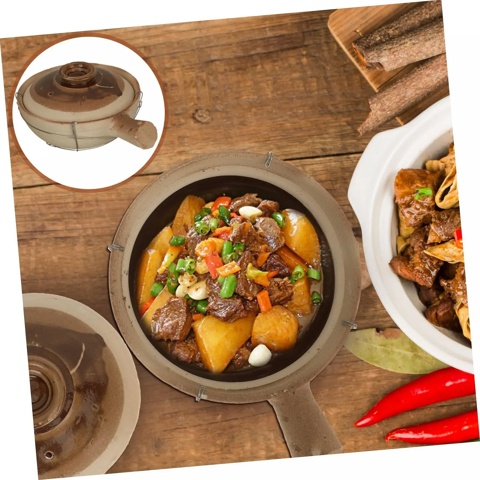 Ківш NOLITOY глиняний З ручкою Коричневий, фото №6