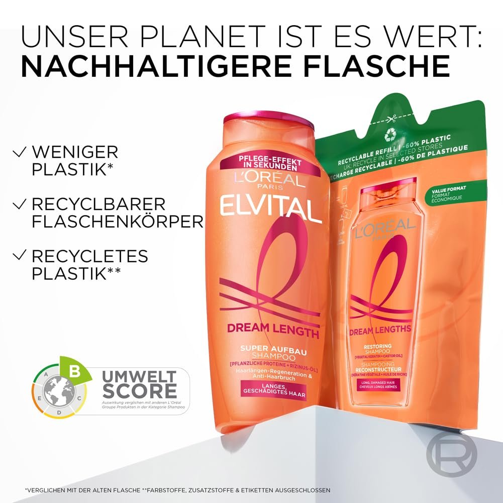 Шампунь L'Oréal Paris Elvital XXL Против секущихся кончиков Dream Length 1000 мл, фото №4 Шампунь L'Oréal Paris Elvital XXL Против секущихся кончиков Dream Length 1000 мл, фото №4