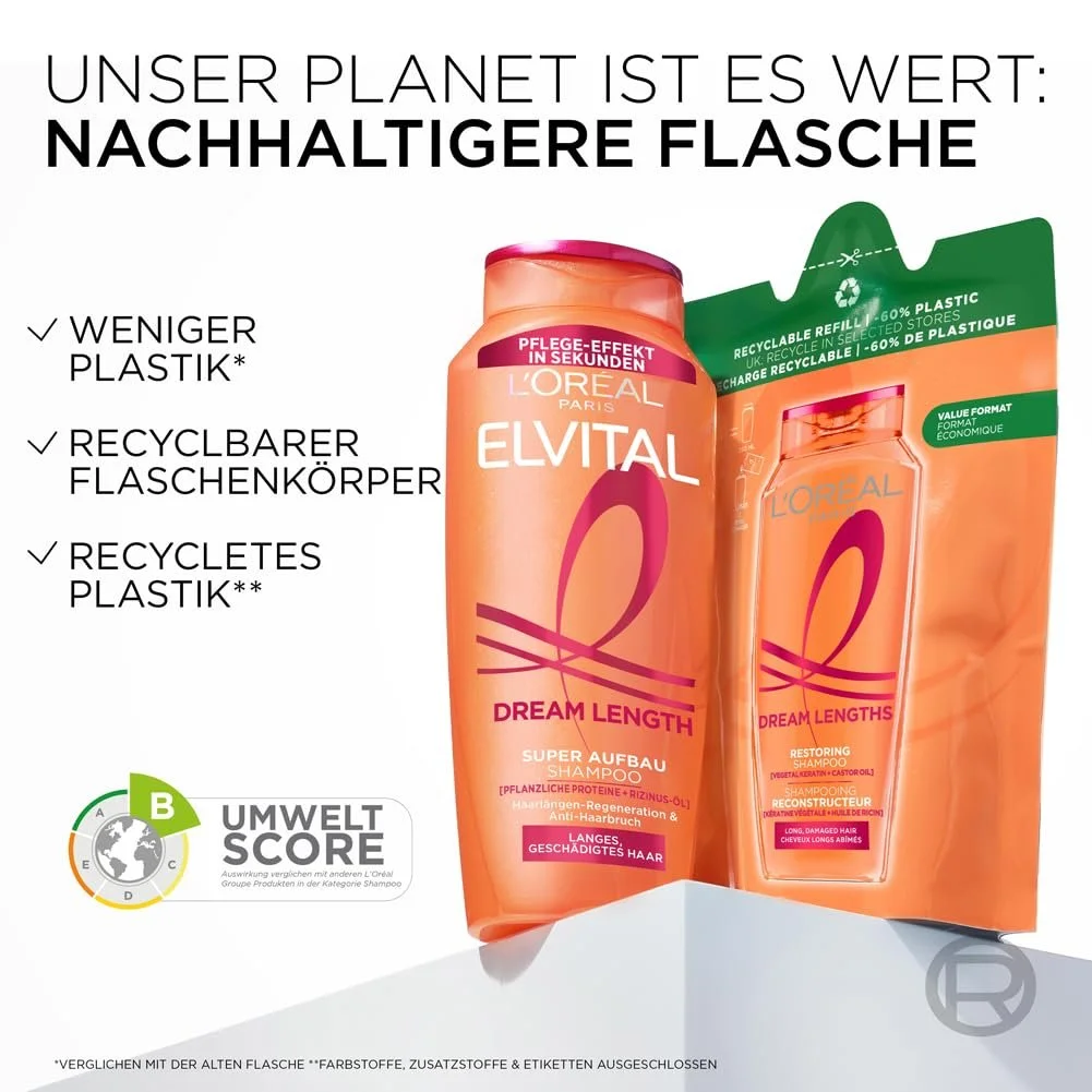 Шампунь L'Oréal Paris Elvital XXL Проти посічених кінчиків Dream Length 1000 мл, фото №4