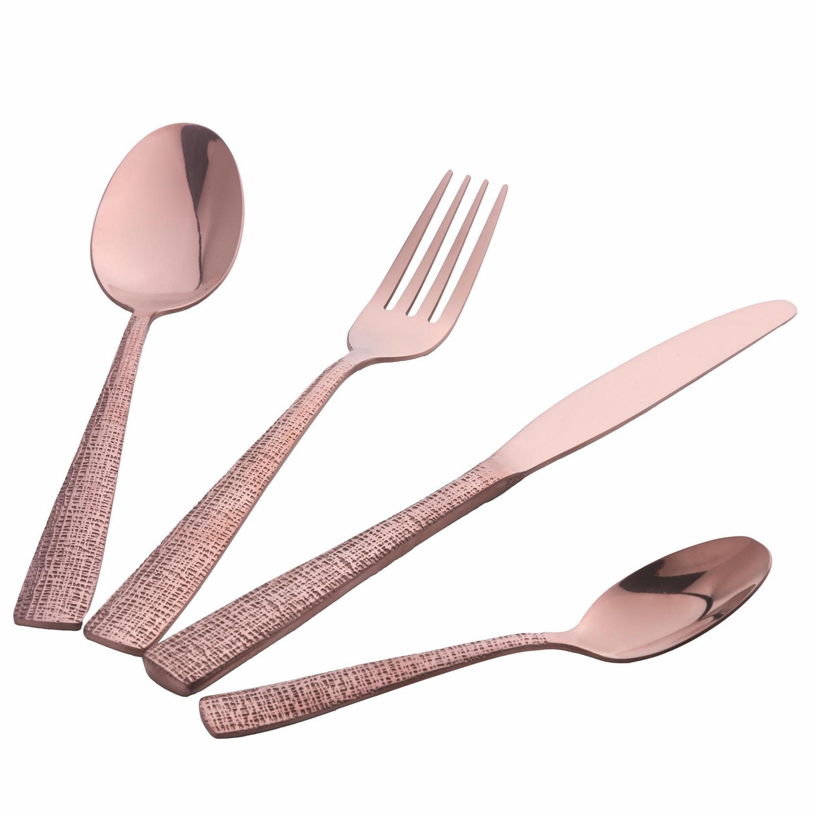 Набор столовых приборов 24 шт. Polished Copper 18/0 Stainless Steel Textured Handle Texture, фото №2 Набор столовых приборов 24 шт. Polished Copper 18/0 Stainless Steel Textured Handle Texture, фото №2