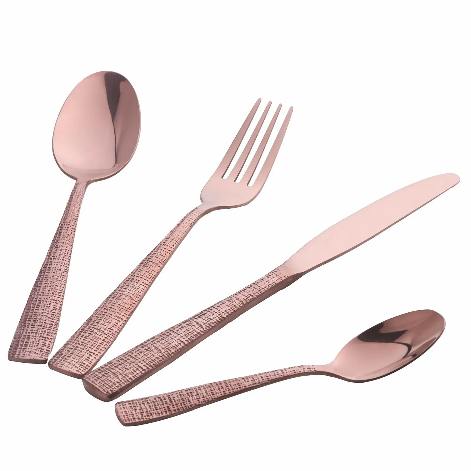 Набір столових приборів 24 шт. Polished Copper 18/0 Stainless Steel Textured Handle Texture, фото №2 Набір столових приборів 24 шт. Polished Copper 18/0 Stainless Steel Textured Handle Texture, фото №2