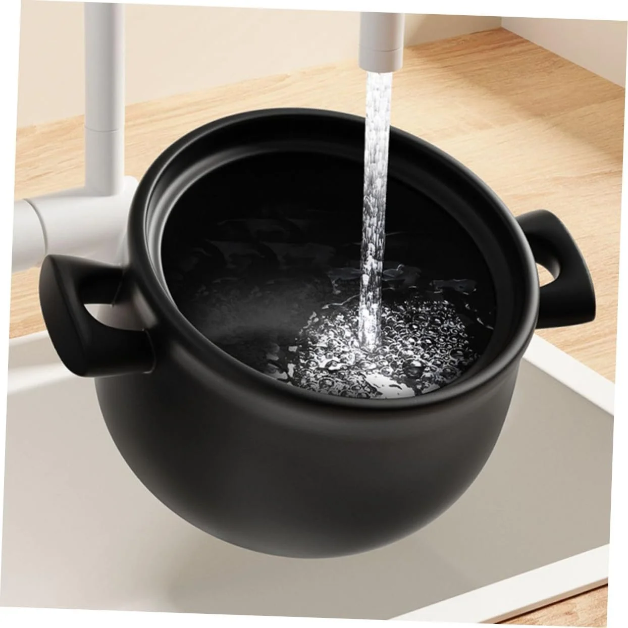 Кастрюля керамическая 1,8 л с крышкой термостойкая для газовой плиты, фото №5