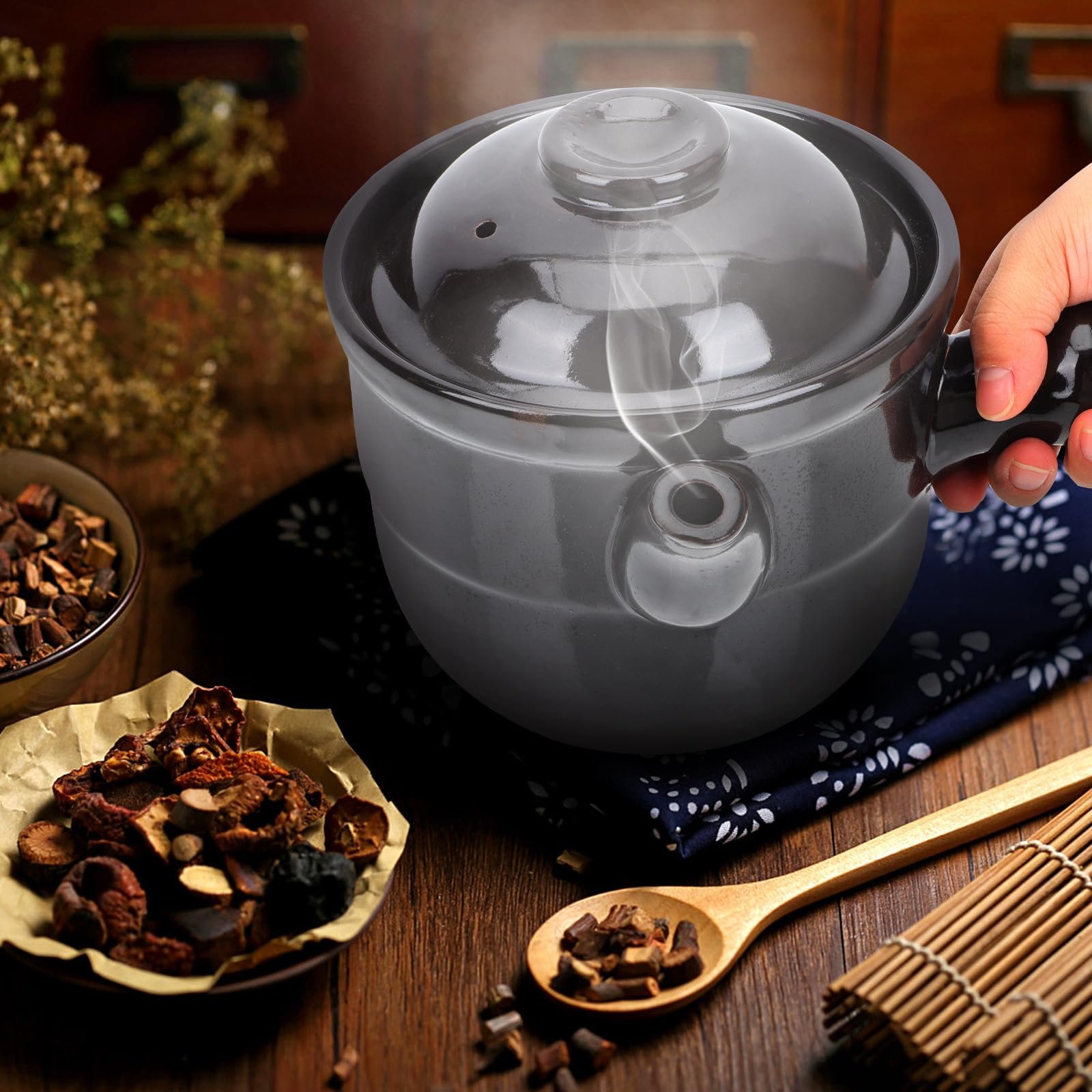 Горщик керамічний для китайської фітотерапії термостійкий універсальний для чаю та супу випадковий колір, фото №9