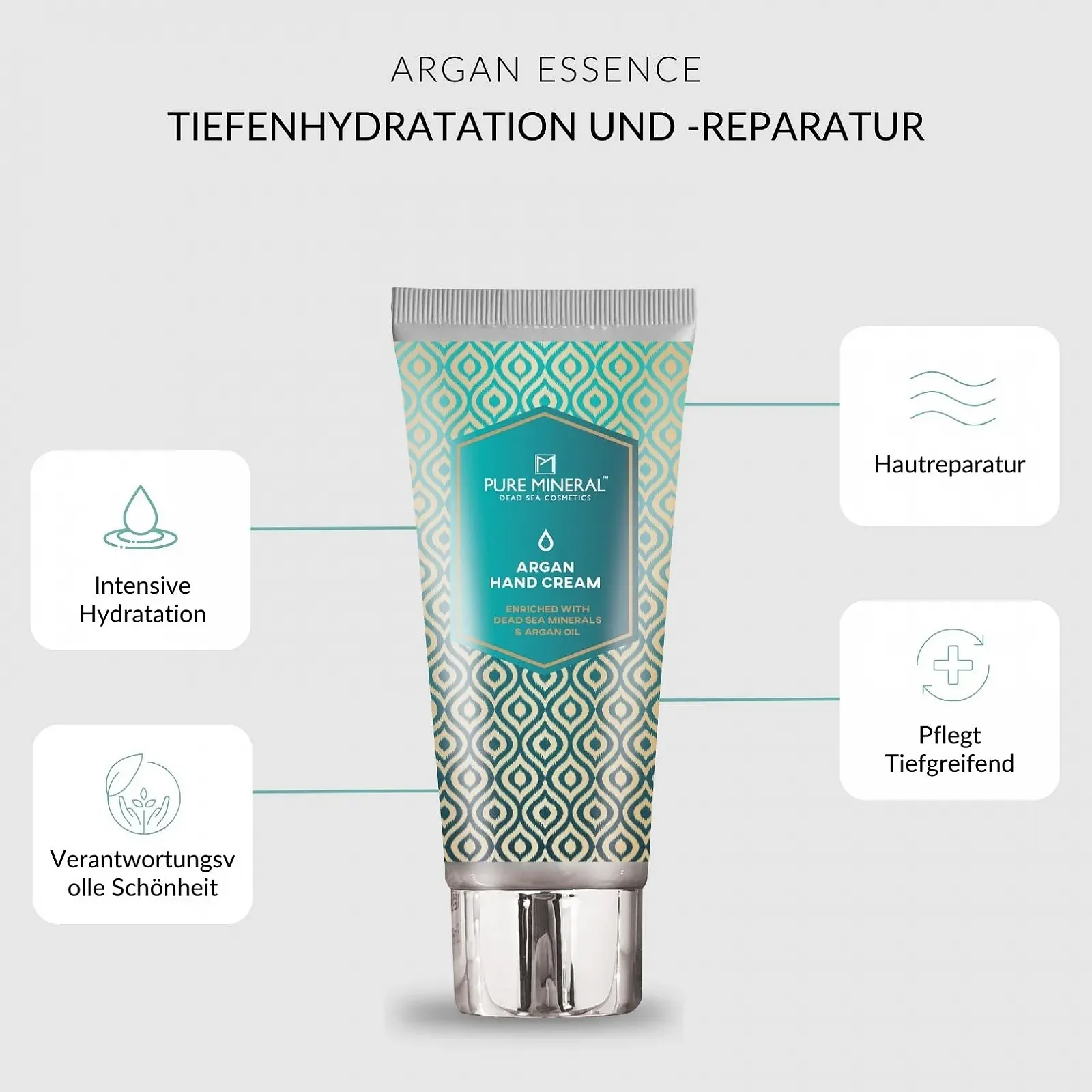 Крем для рук Pure Mineral Живильний з аргановою олією для інтенсивного відновлення сухої шкіри, з мінералами Мертвого моря 50 мл, фото №2