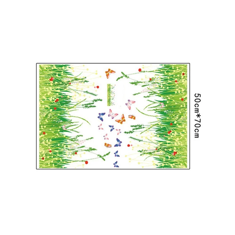 Наклейка на стіну UFENGKE Зелений луг з червоними квітами 70 x 25 см Кольорова, фото №5