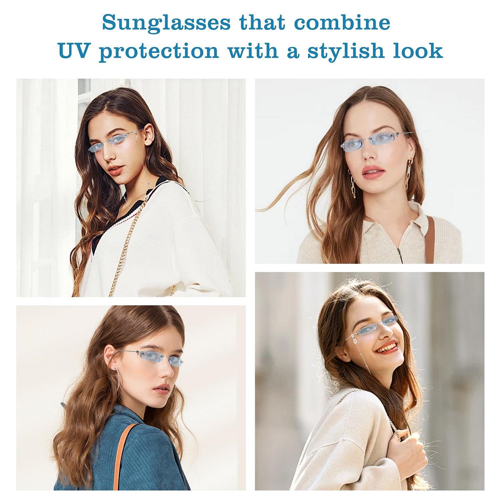 Сонцезахисні Окуляри Прямокутні Вузькі Без Оправи MEGAVOW Ретро UV Захист, фото №7