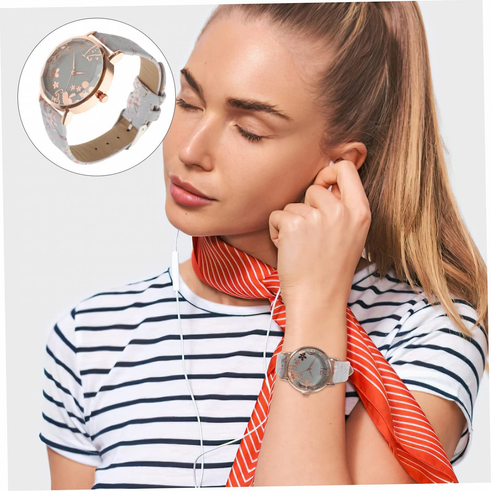 Кварцовий годинник PartyKindom Жіночий годинник зі шкіряним ремінцем Рожевий, фото №3