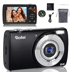 Компактная Цифровая Камера Rollei Powerflex 64MP 5K с Двойным Объективом 5X Оптический Зум Автофокус Фотокамера с 2.8-дюймовым Сенсорным Дисплеем Портативная Компактная Камера Черный - Фото 1