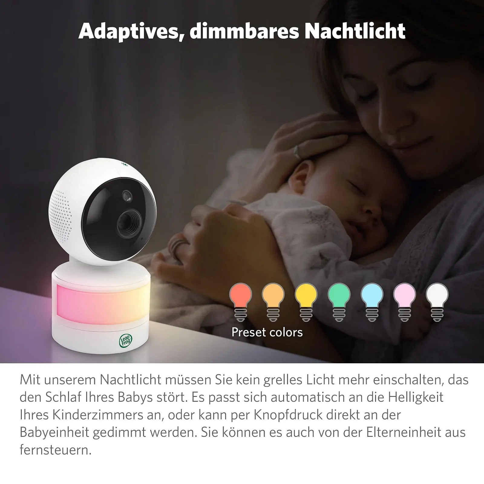 Відеоняня LeapFrog LF2513 2.8 дюйма IPS LCD Панорамування та нахил Нічне бачення 300 метрів Датчик температури, фото №4 Відеоняня LeapFrog LF2513 2.8 дюйма IPS LCD Панорамування та нахил Нічне бачення 300 метрів Датчик температури, фото №4
