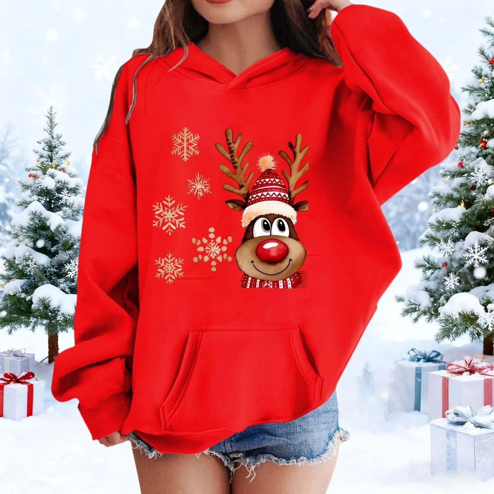 Толстовка Generisch Рождественская Девичья Уродливый Рождественский свитер с капюшоном Рождественский пуловер Лонгслив С рождественским мотивом Мягкая Удобная Рождественская одежда Повседневный Рождественский костюм, фото №2 Толстовка Generisch Рождественская Девичья Уродливый Рождественский свитер с капюшоном Рождественский пуловер Лонгслив С рождественским мотивом Мягкая Удобная Рождественская одежда Повседневный Рождественский костюм, фото №2
