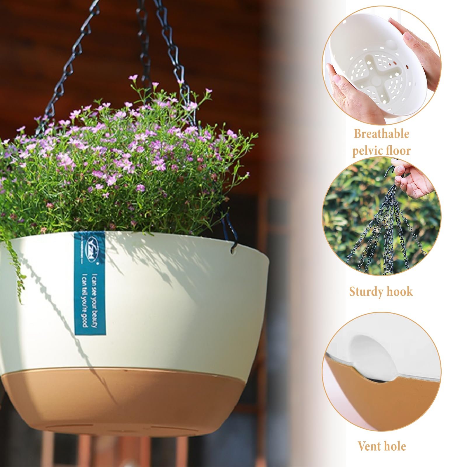 Підвісні кашпо Набір 2 шт. Пластик Білий зі знімним піддоном, фото №4 Підвісні кашпо Набір 2 шт. Пластик Білий зі знімним піддоном, фото №4