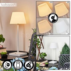 Настільна лампа HOFSTEIN Mayordomo LED Outdoor димована метал/пластик USB USB-C акумулятор сенсорний димер IP44 біла synthetic.ua - Фото 1