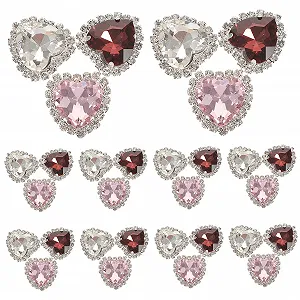 Ґудзики-стрази Серце Прозорий Винно-червоний, 30 шт - Фото 1