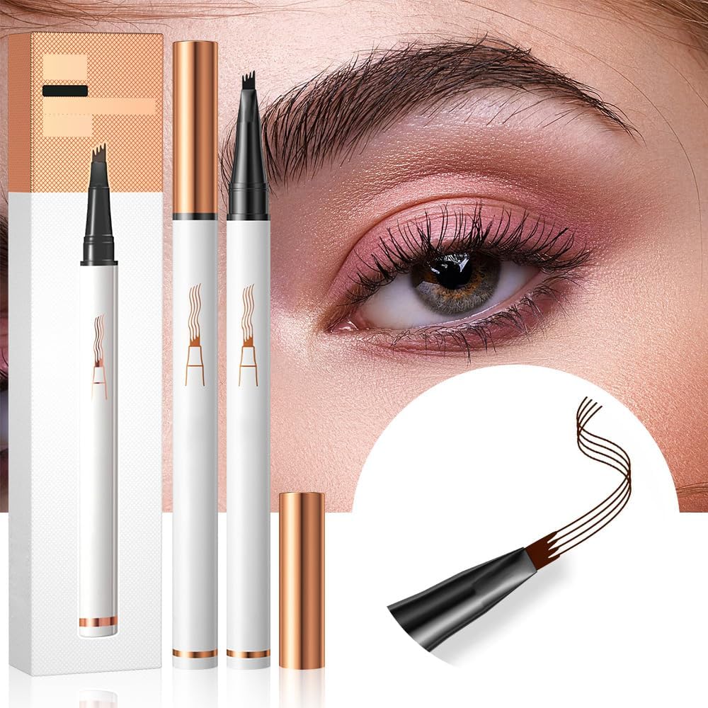 Олівець для брів Ugen Brow Pencil 2024 4 Fork Tips 3D Microblading Natural Makeup Світло-коричневий + Темно-коричневий, фото №3