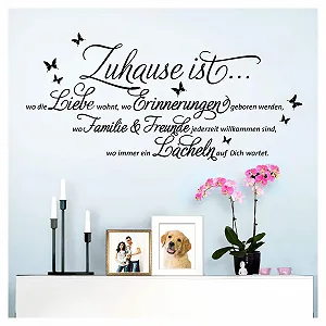 Наклейка на стіну W3482 Цитата "Zuhause ist wo die Liebe wohnt II" Німецька мова - Фото 1