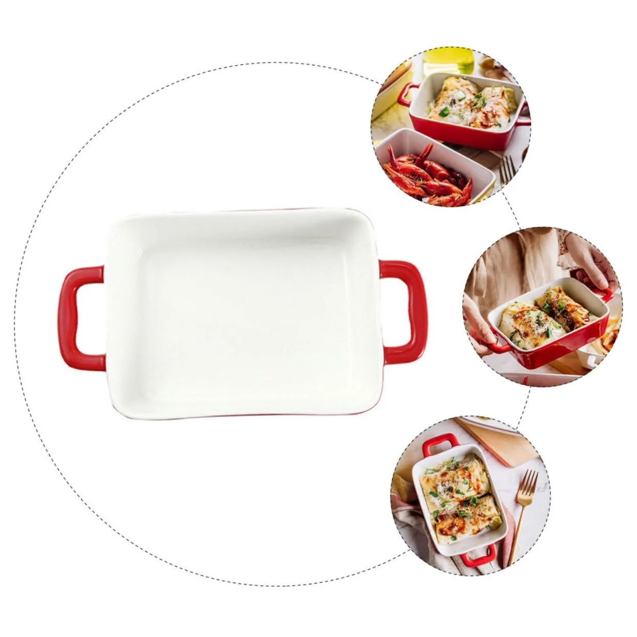 Керамическая форма для запекания с ручками для микроволновой печи и духовки термостойкая, фото №3 Керамическая форма для запекания с ручками для микроволновой печи и духовки термостойкая, фото №3