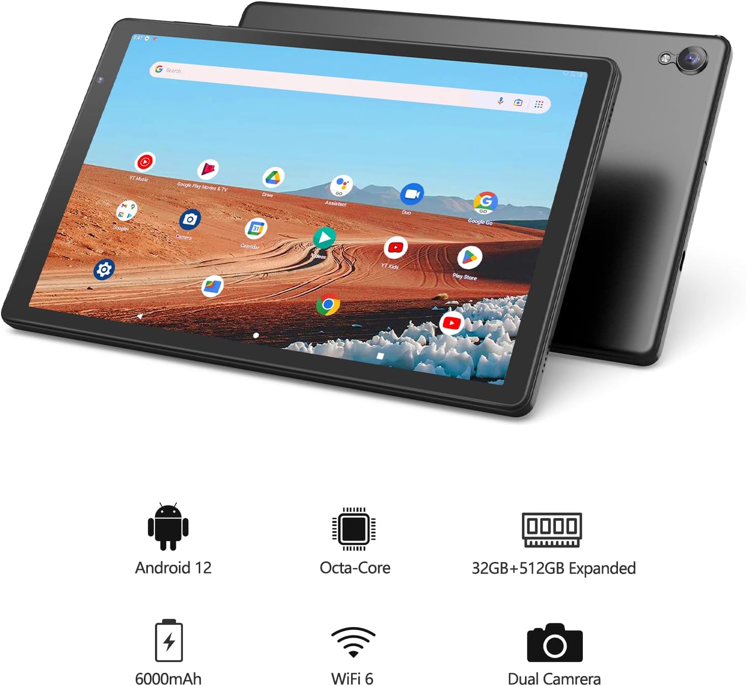 Планшет 10.1" PRITOM ‎M10 2+2/32Gb 4 ядра Android 12 6000 mAh Сірий, фото №2