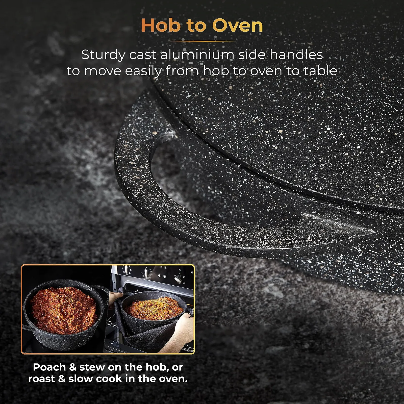 Кастрюля Tower Precision T900192 28 см с алюминиевой крышкой литой алюминий черная, фото №8