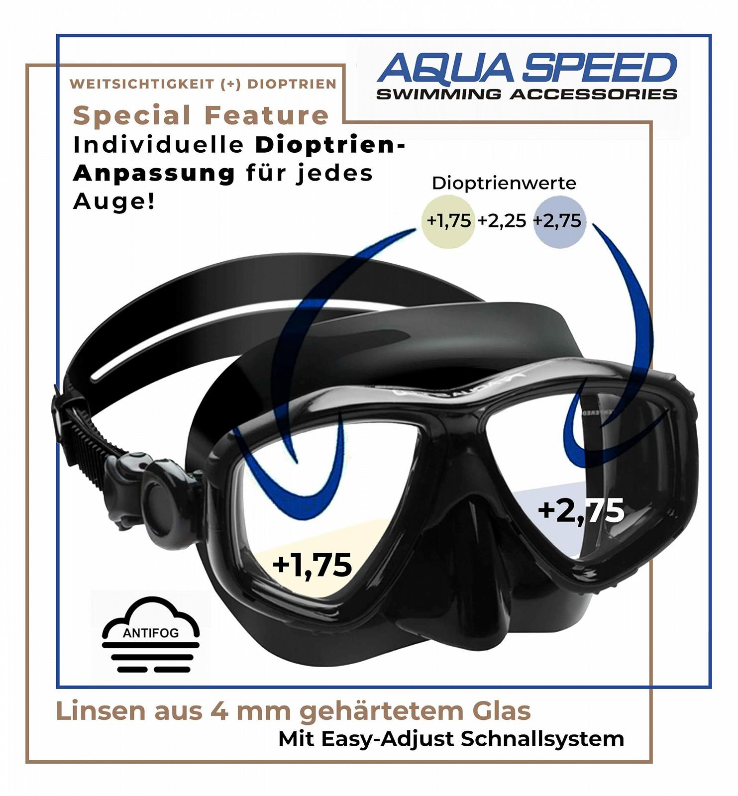 Маска для дайвінгу Aqua Speed Vision з діоптріями та звичайними лінзами, фото №3