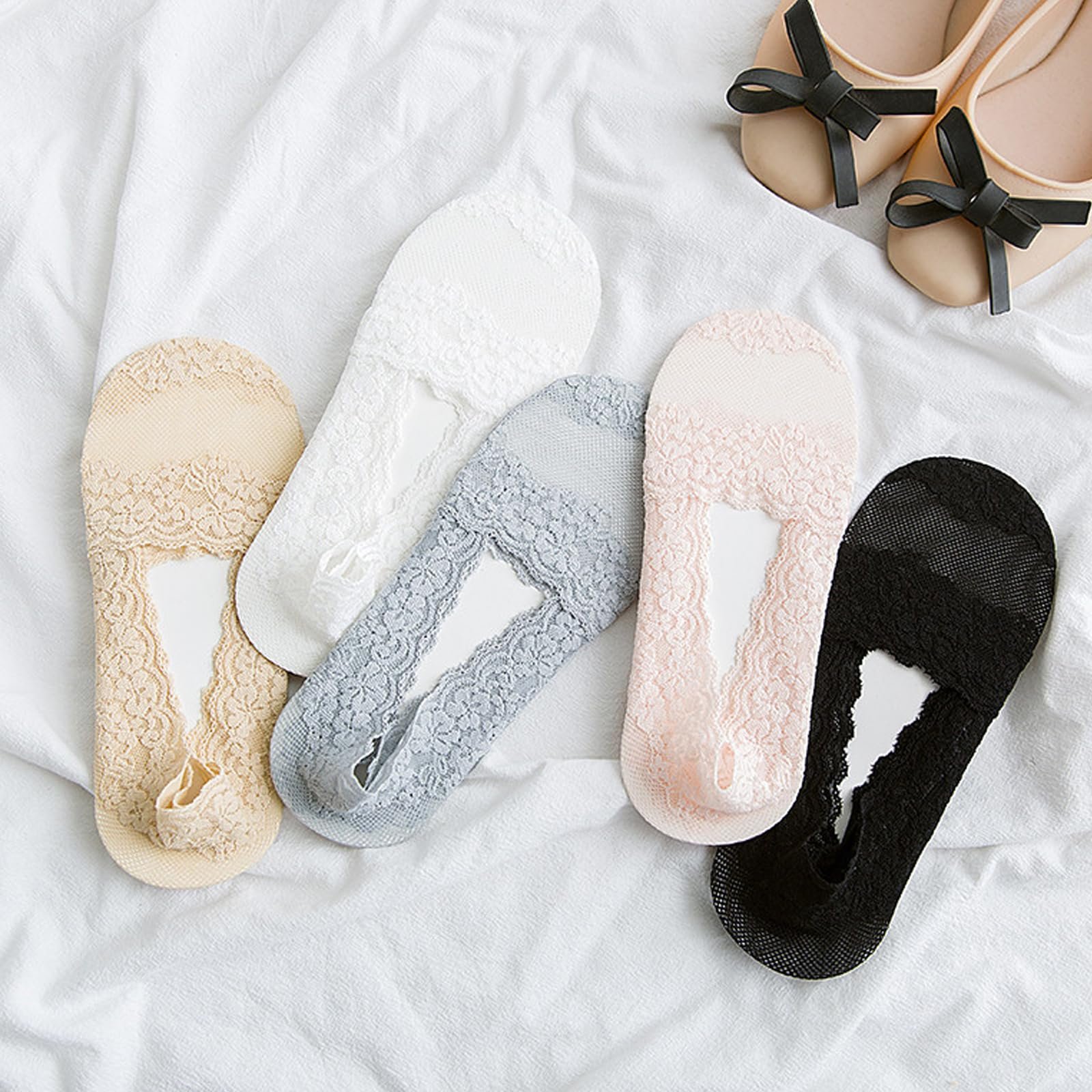 Жіночі невидимі шкарпетки 5 пар Мереживні, фото №7