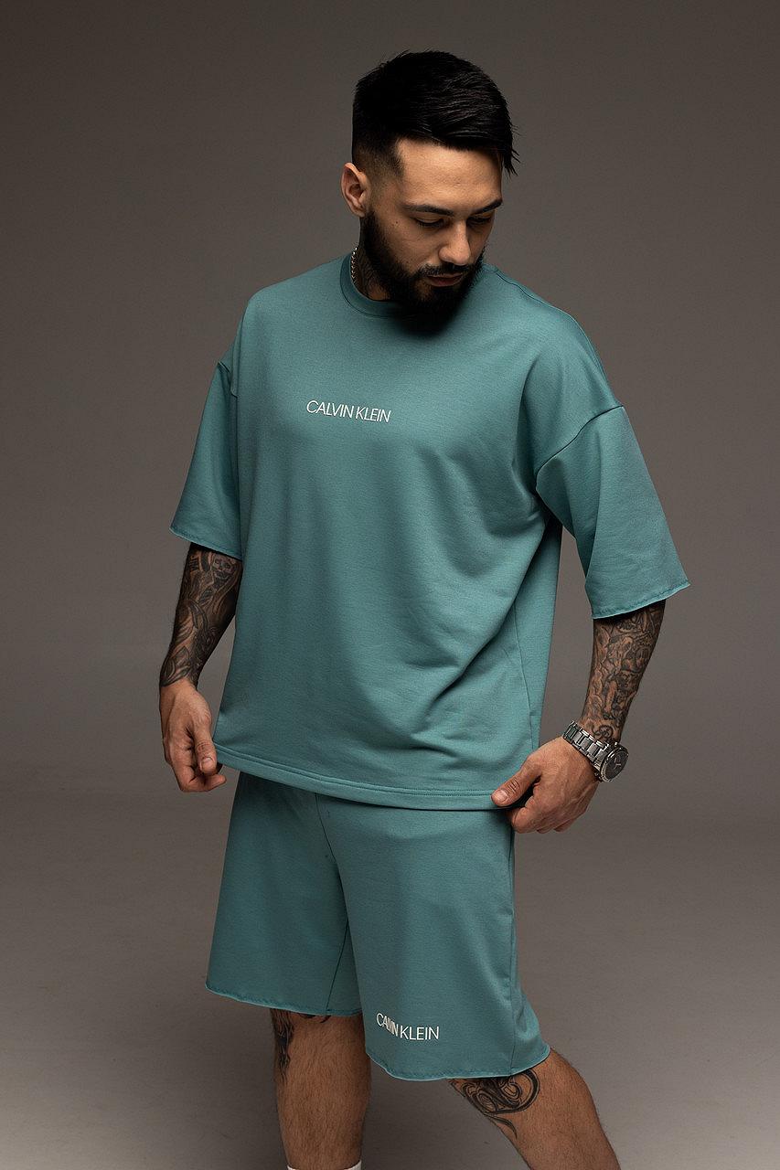 Костюм мужской летний берюзовый Calvin Klein Стильный оверсайз на лето Базовый комплект для мужчины, фото №9