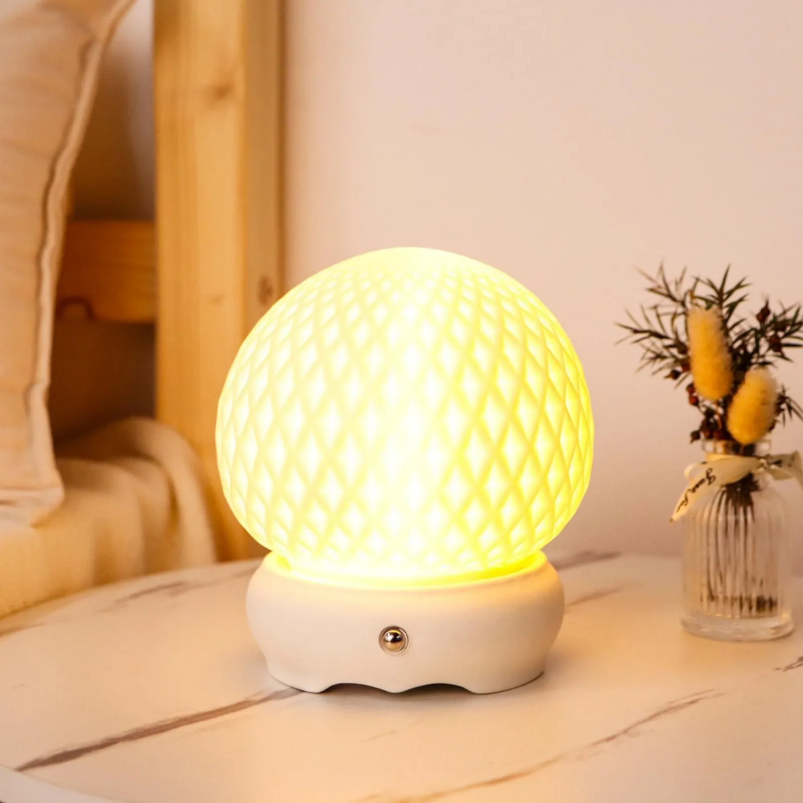 Настільна лампа JHY DESIGN керамічна куля 15 см акумуляторна з регулюванням яскравості сенсорна Diamond Pattern, фото №5