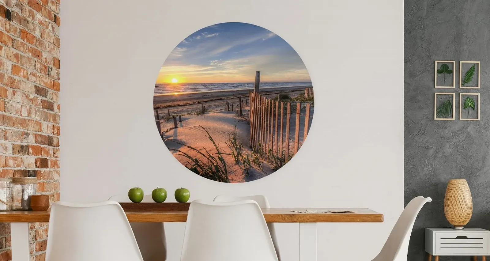 Кругла наклейка на стіну Muralo Пляж Море Захід сонця 3D 100 x 100 см пейзаж для вітальні та офісу, фото №4 Кругла наклейка на стіну Muralo Пляж Море Захід сонця 3D 100 x 100 см пейзаж для вітальні та офісу, фото №4