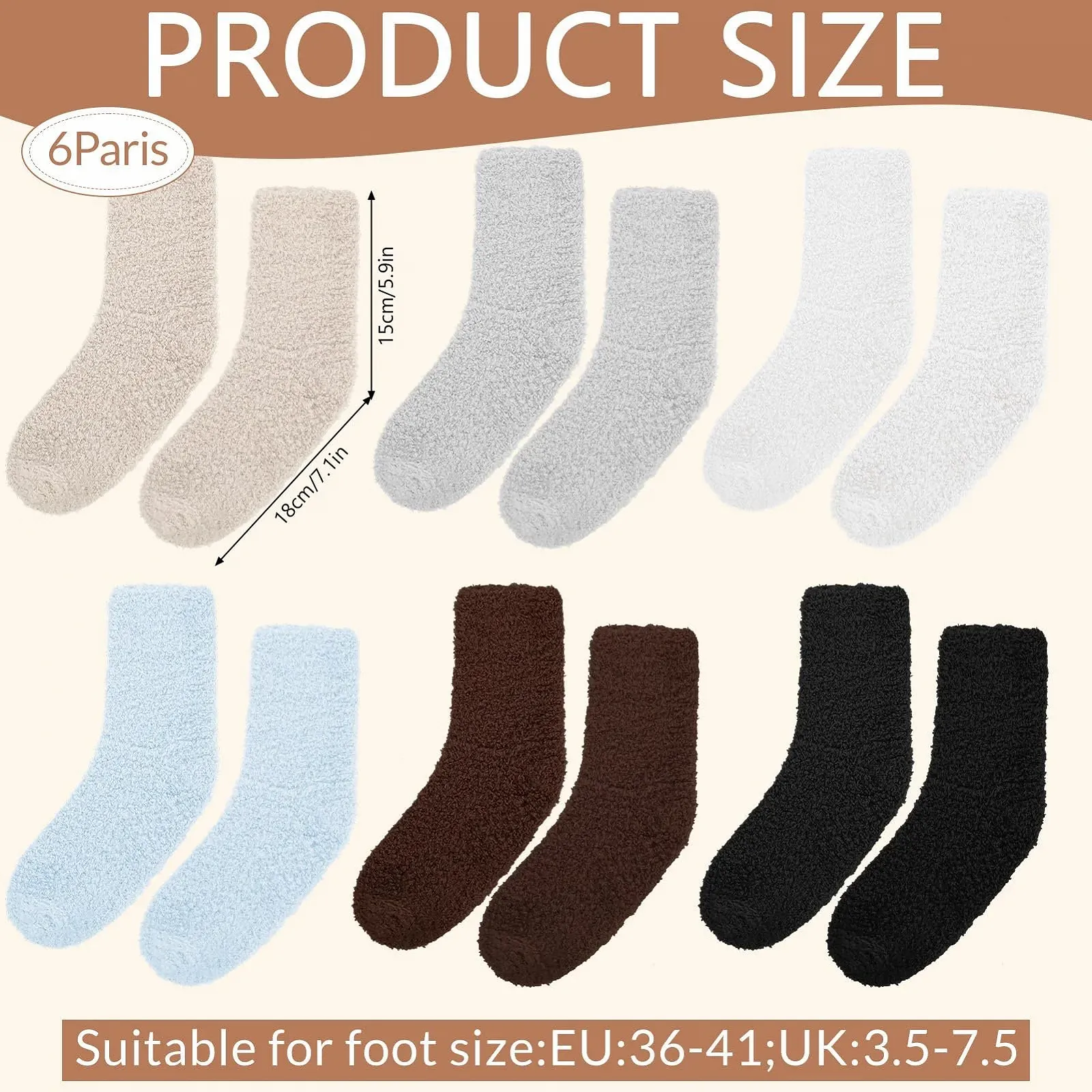 Шкарпетки Жіночі Теплі Пухнасті 6 пар, розмір 36-41, фото №2 Шкарпетки Жіночі Теплі Пухнасті 6 пар, розмір 36-41, фото №2