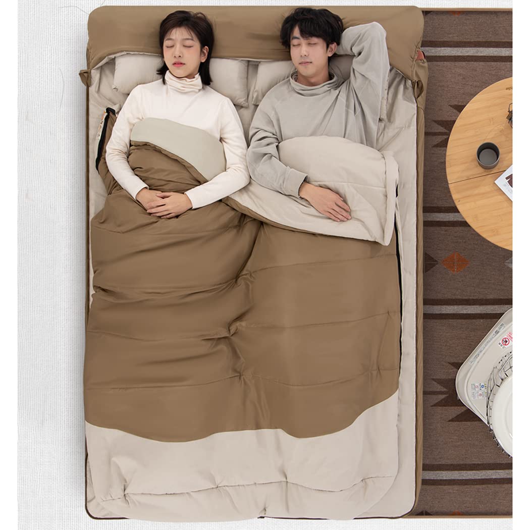 Спальний мішок MYVVKIA Double з подушкою Cotton Hooded Cold Weather для подорожей внутрішній зовнішній, фото №6