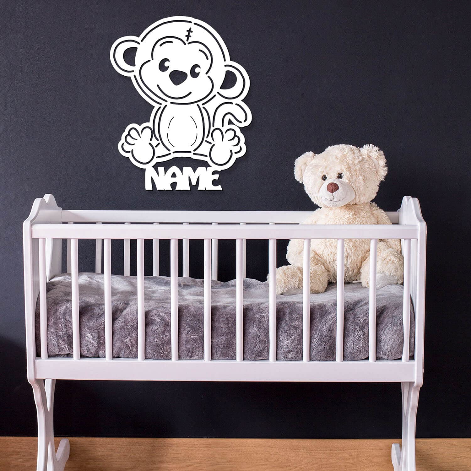 Настенная лампа Monkey цвет меняющаяся ночник подарки для детей с именем с функцией сна деревянное украшение USB + пульт управления, фото №4