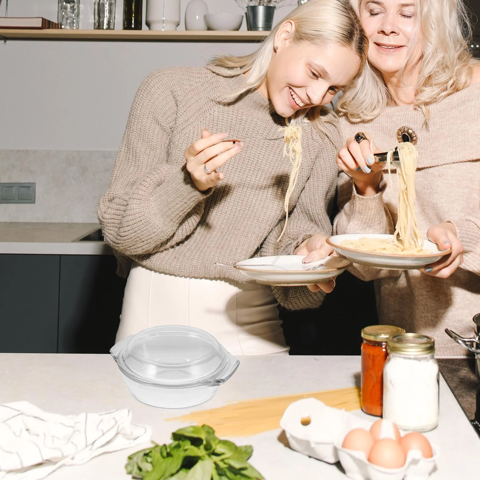 Миска стеклянная с крышкой Термостойкая Для супа Для духовки и микроволновой печи Коричневая, фото №6