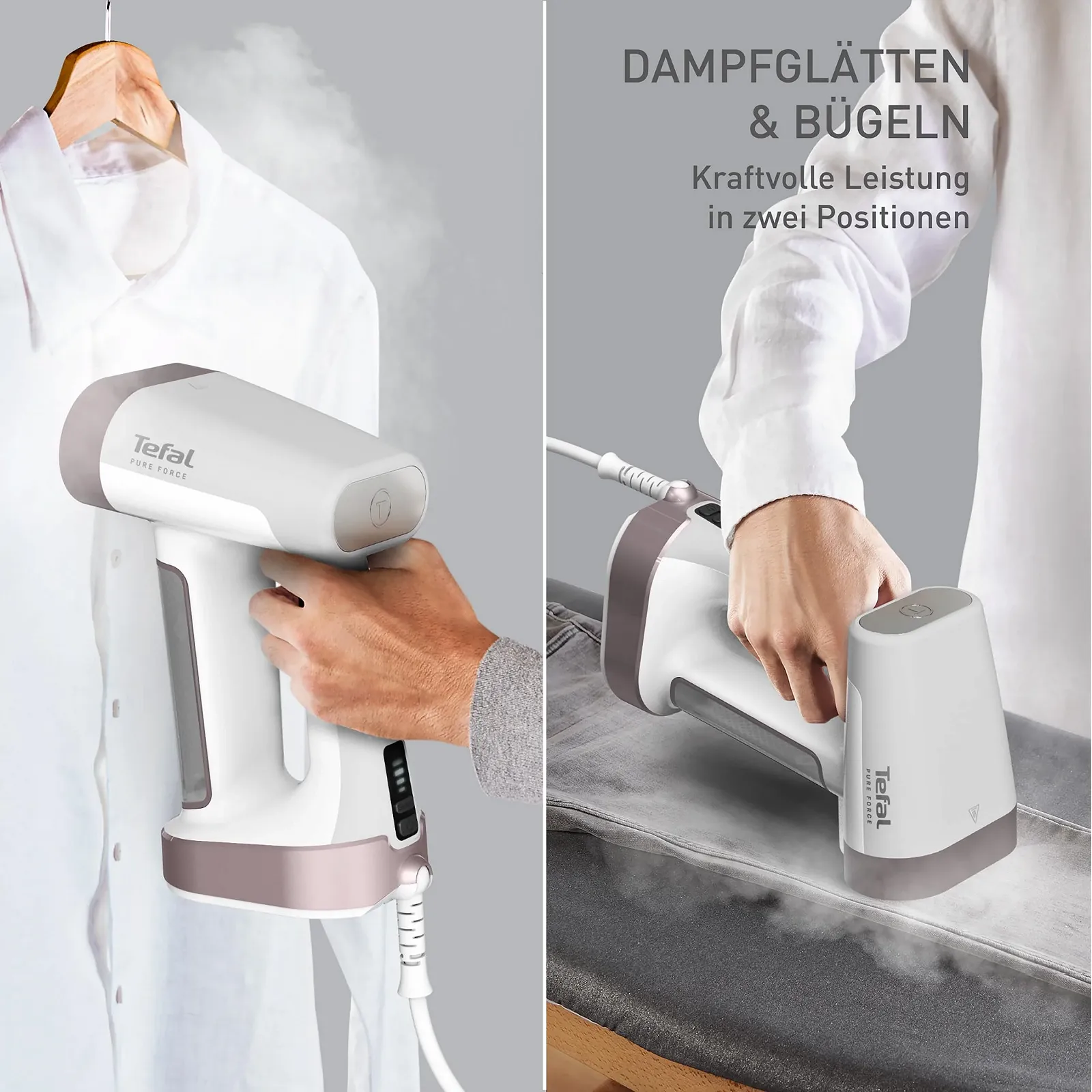 Отпариватель Tefal Pure Force DT8720E0 2-в-1 Розовый металлик/Белый, фото №4