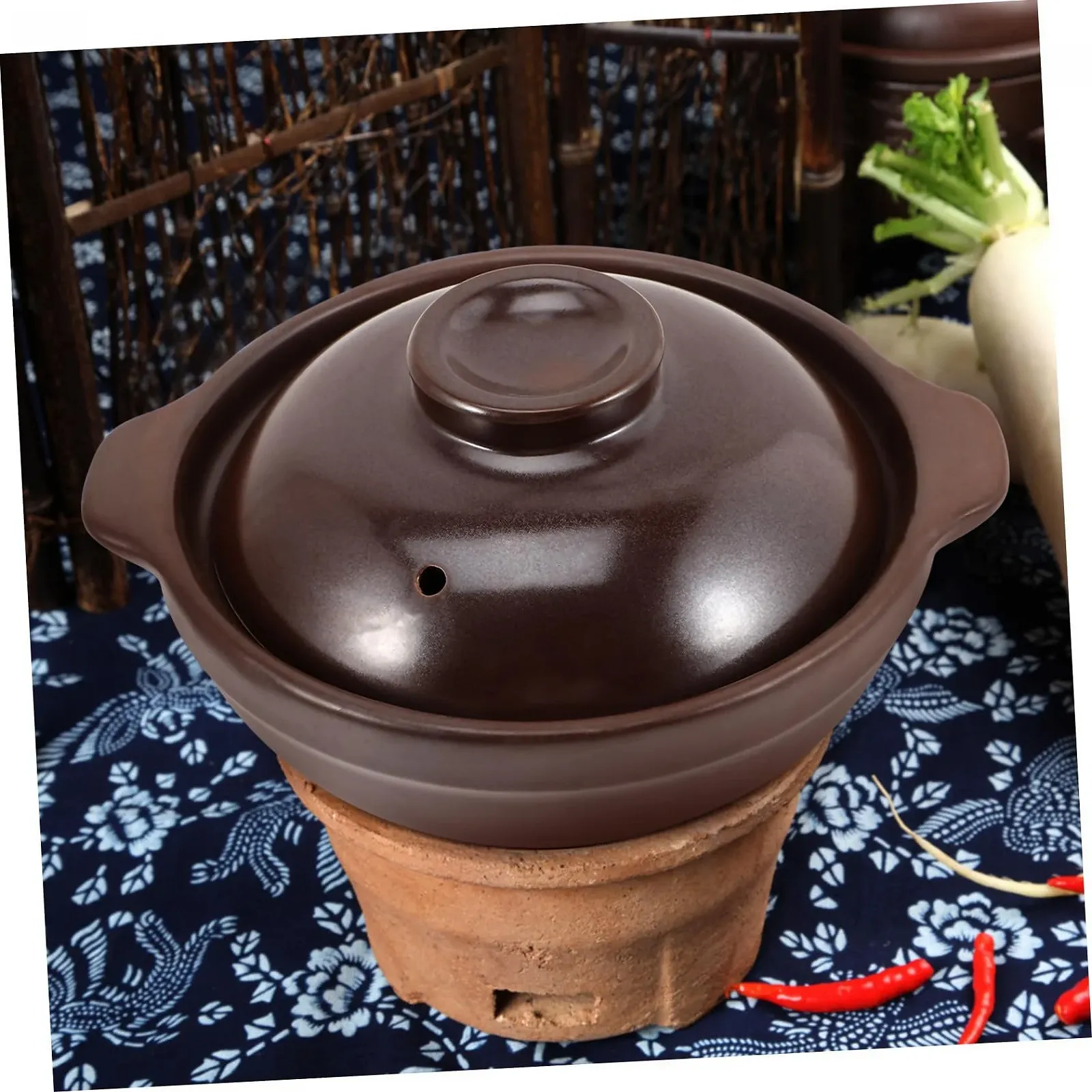 Кастрюля-керамическая VALICLUD с крышкой термостойкая антипригарная коричневая, фото №6