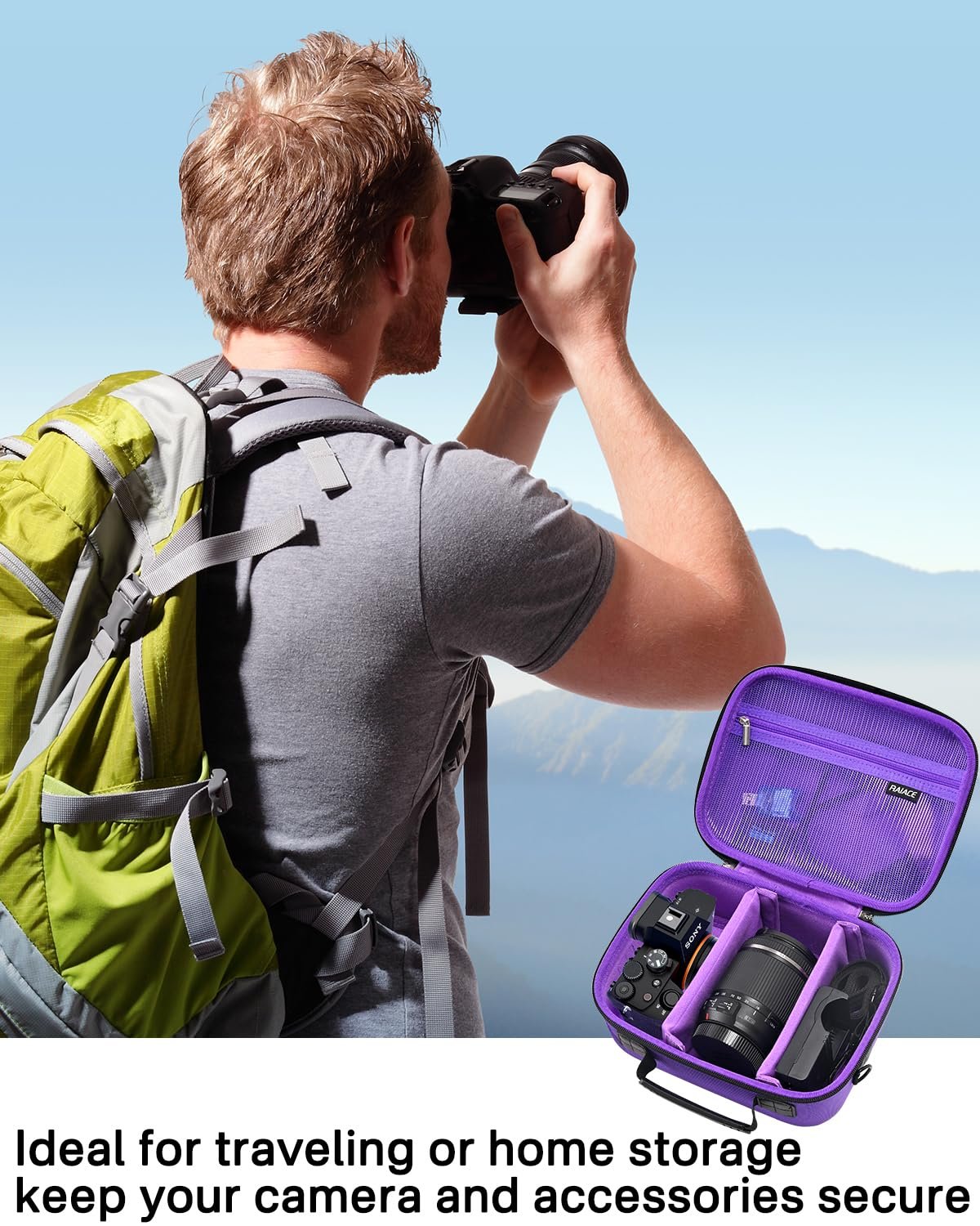Жесткий чехол RAIACE для Sony Alpha 7 II III IV/7R V Nikon Canon Pentax Фиолетовый, фото №7 Жесткий чехол RAIACE для Sony Alpha 7 II III IV/7R V Nikon Canon Pentax Фиолетовый, фото №7