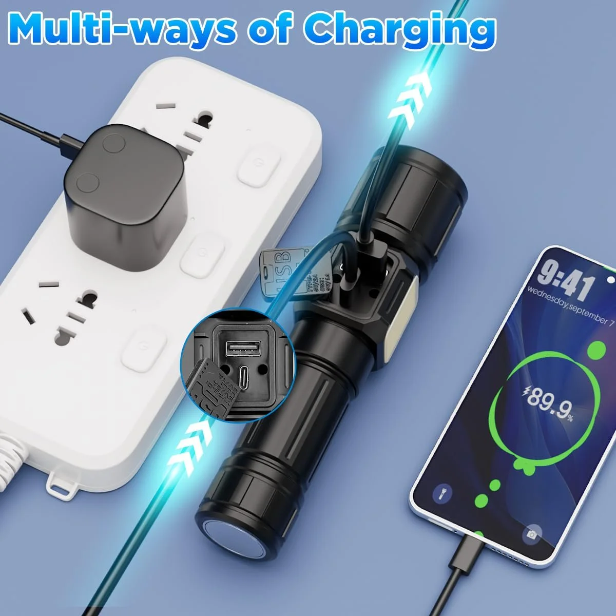 LED ліхтар WholeFire, 10000 люмен, з 9 режимами, водонепроникний для кемпінгу та активного відпочинку, фото №6