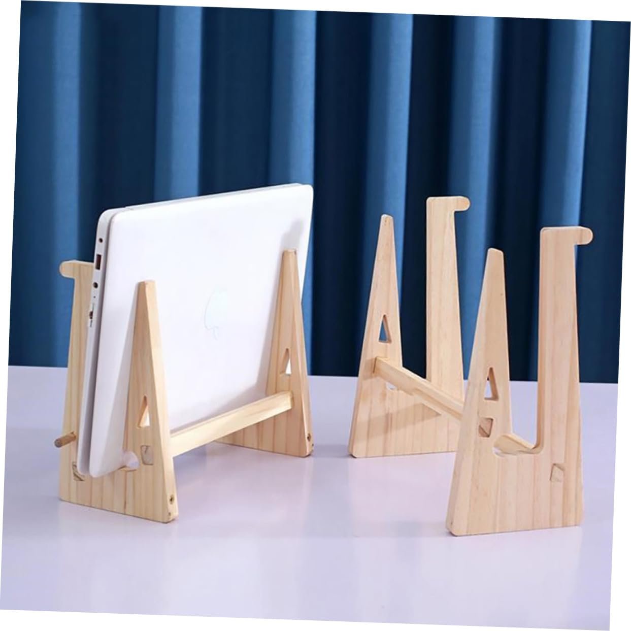 Эргономичная Деревянная Подставка для Ноутбука Регулируемая по Высоте для Ноутбуков Нескользящая Подставка для Компьютера с Естественной Вентиляцией Стабильная Настольная Подставка для Офиса и Дома, фото №7