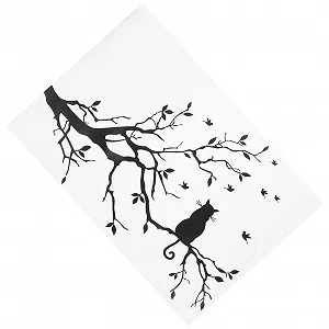 Наклейка на стіну Кіт з візерунком дерева знімна багаторазова водонепроникна ПВХ - Фото 1