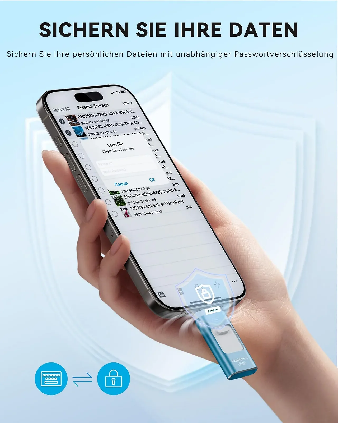 USB-накопичувач ROSPE 3-в-1 MFi Lightning 256ГБ USB 3.0 Попелясто-блакитний, фото №4 USB-накопичувач ROSPE 3-в-1 MFi Lightning 256ГБ USB 3.0 Попелясто-блакитний, фото №4