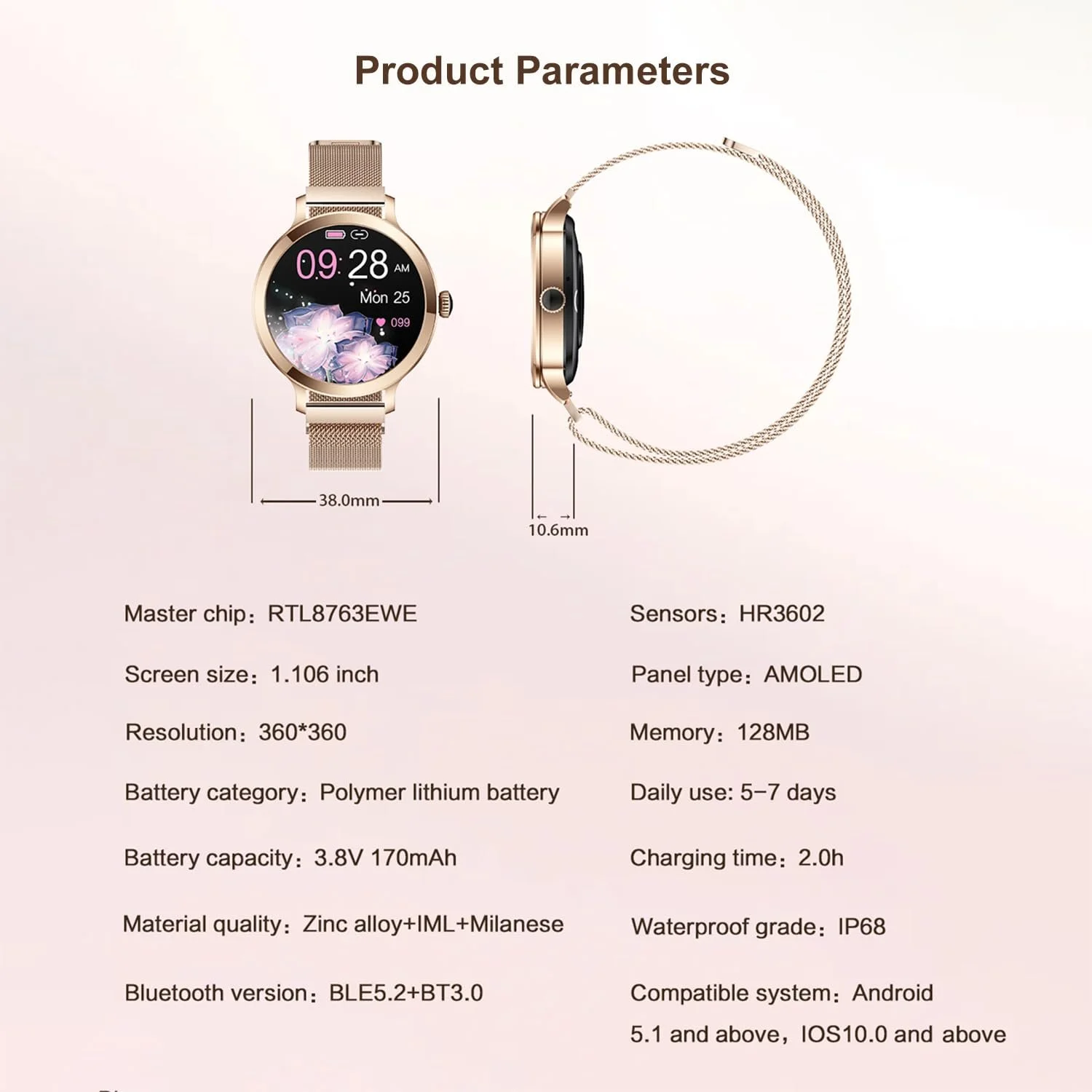 Смартгодинник для жінок Сріблястий, фото №9