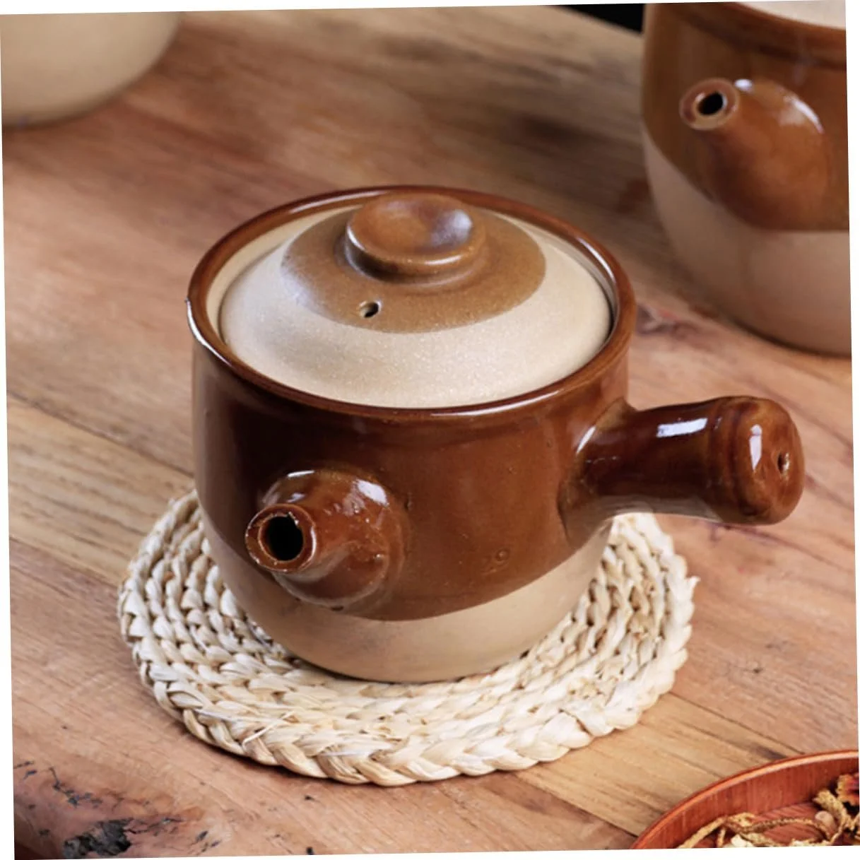 Глиняный горшок для лекарственных трав VANZACK термостойкий с эргономичной ручкой антипригарный для газовых плит, фото №6