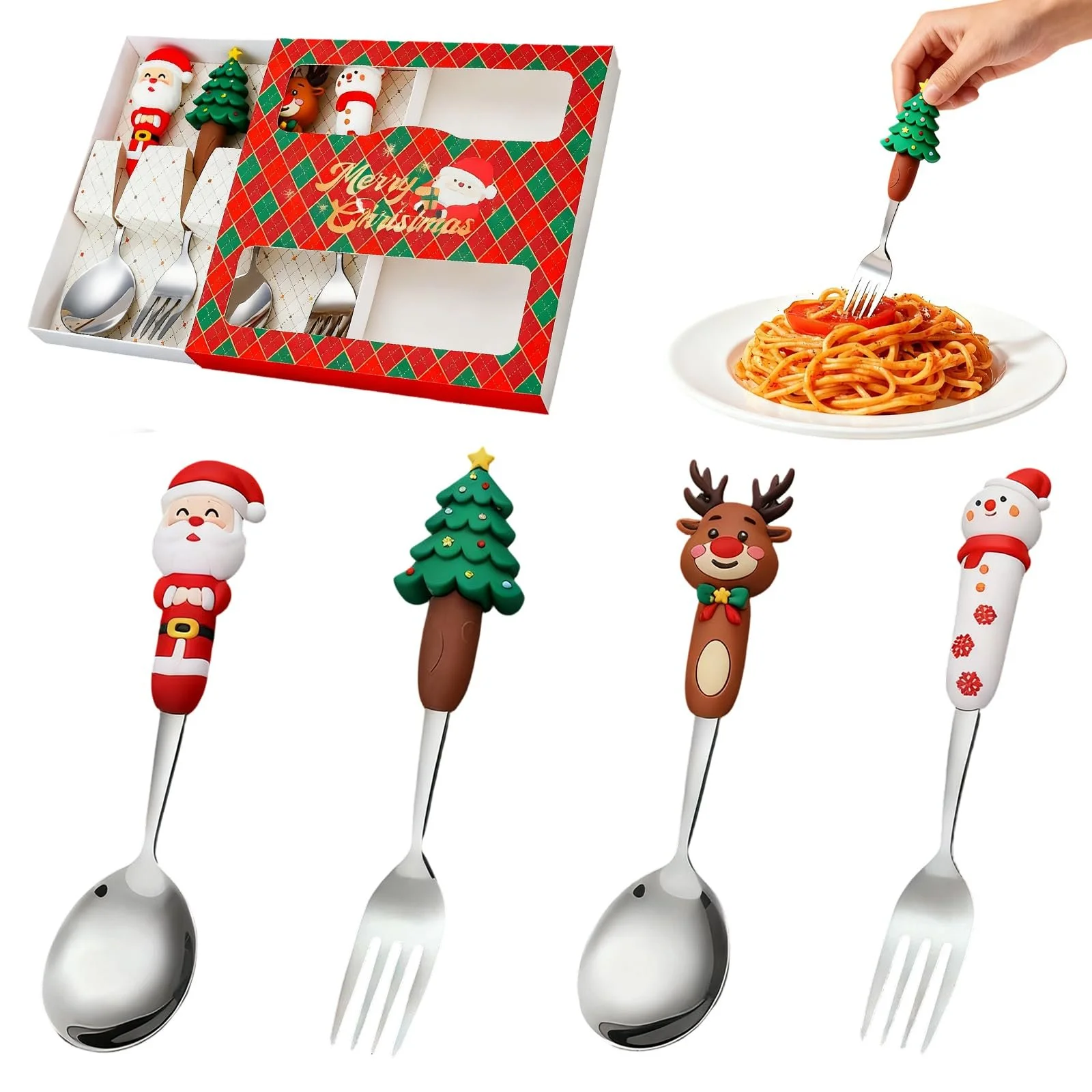 Набор рождественских кроватей из 4 штук из нержавеющей стали с 3d рождественскими мотивами., фото №1