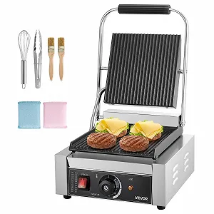 Контактний гриль VEVOR Commercial Panini Grill 1800 Вт для сендвічів, стейків, бекону, гамбургерів - Фото 1