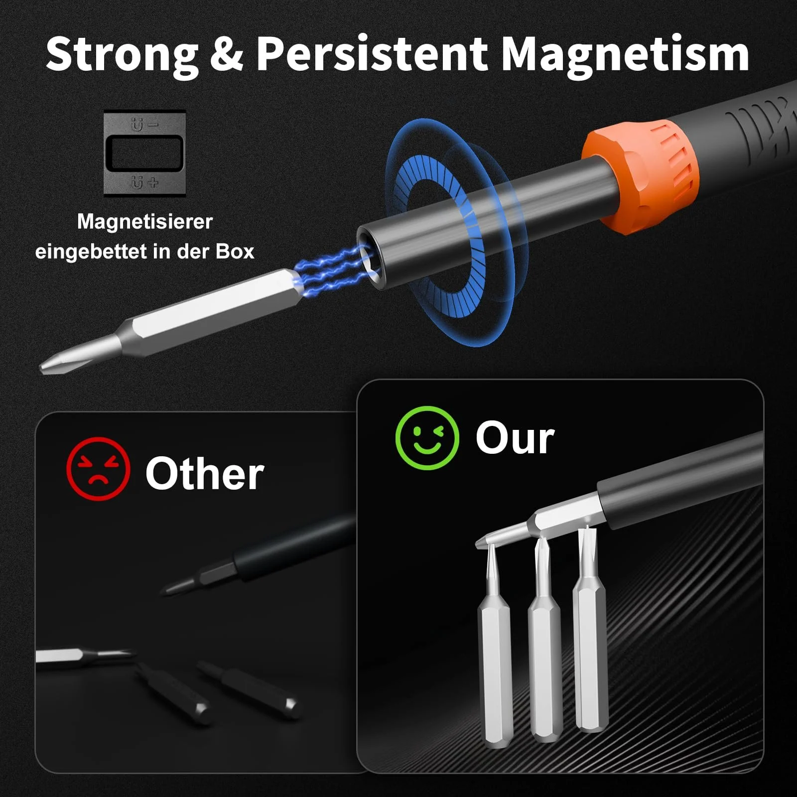 Набір прецизійних викруток STREBITO 64 предмети магнітний з аксесуарами, фото №4