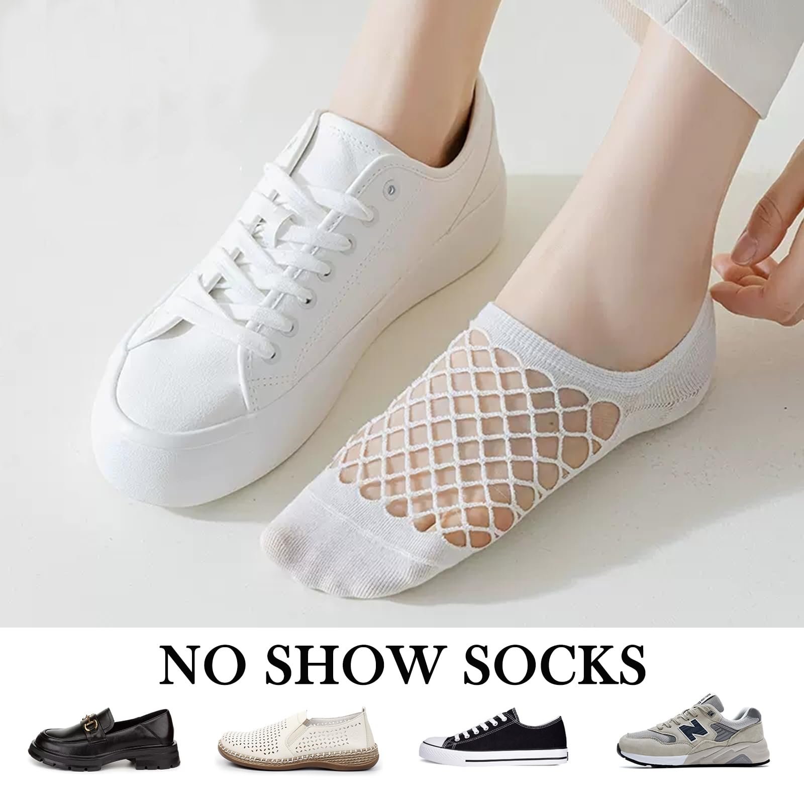 6 пар женских ультра дышащих подследников Невидимые носки, летние модные большие сетчатые низкие носки-следки Повседневные носки-лодочки с нескользящим силиконом, носки до щиколотки для лоферов и кроссовок, фото №5