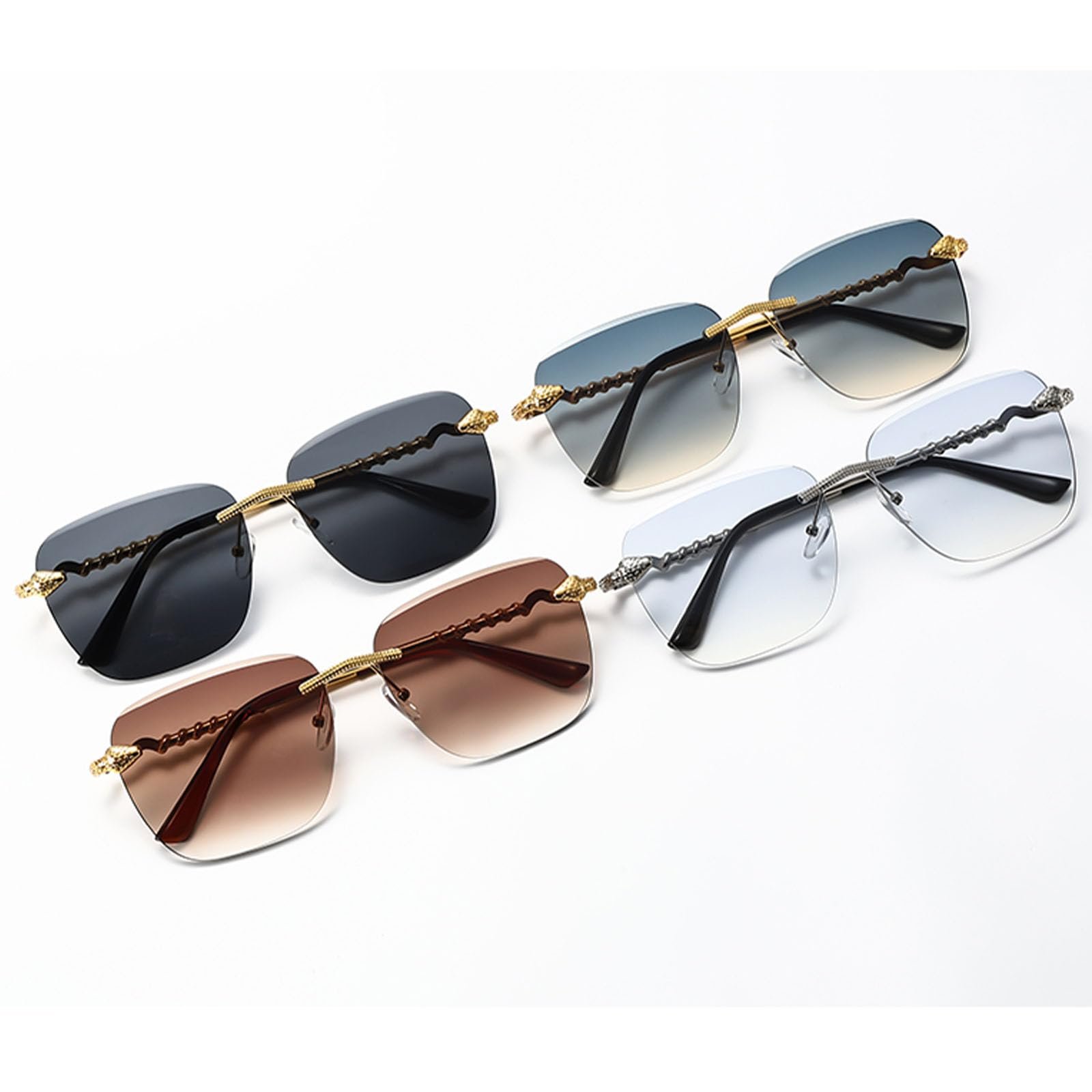 Сонцезахисні окуляри Квадратні Вінтажні YAMEIZE Метал Без оправи UV400, фото №7